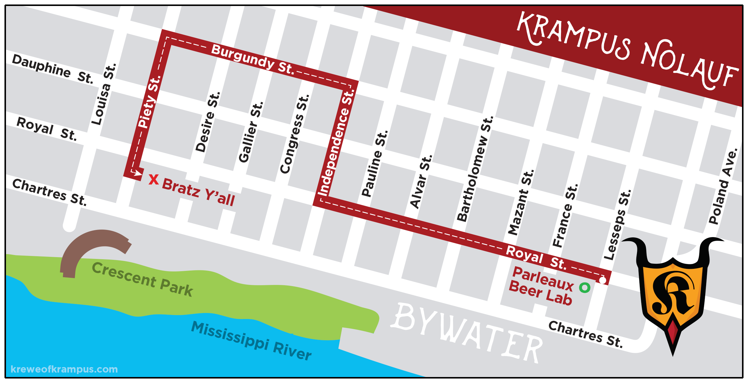 2018 Krampus NOLAuf Parade Route